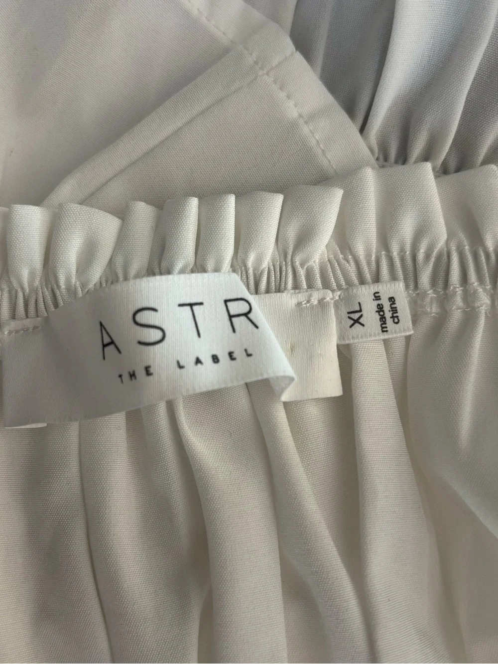 NEW ASTR The Label White Smocked Crop Blouse Top XL Square Neck Balloon Sleeves